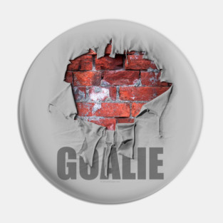 Torn Brick Wall Hockey Goalie - hockey player Pin
