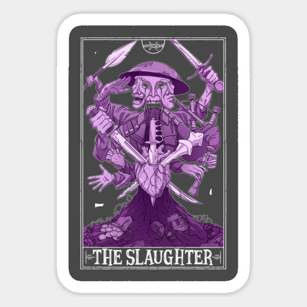 The Slaughter Tarotesque (dark) Sticker by Rusty Quill