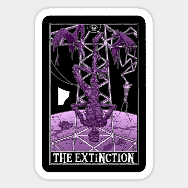 The Extinction Tarotesque (Dark) Sticker by Rusty Quill