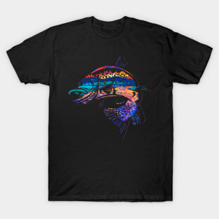 Mountain Trout Fly Fishing Silhouette Stream Sunset Mountain Stream T-Shirt