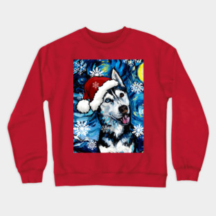 Happy Husky Santa Crewneck Sweatshirt