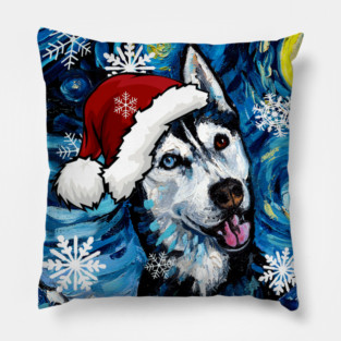 Happy Husky Santa Pillow