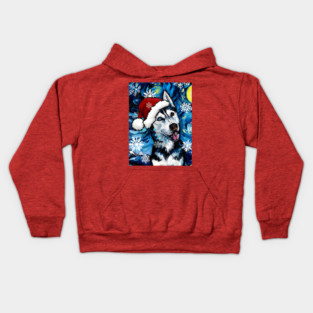 Happy Husky Santa Kids Hoodie