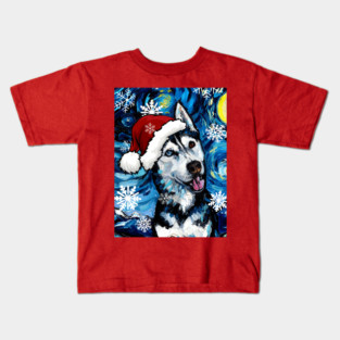 Happy Husky Santa Kids T-Shirt