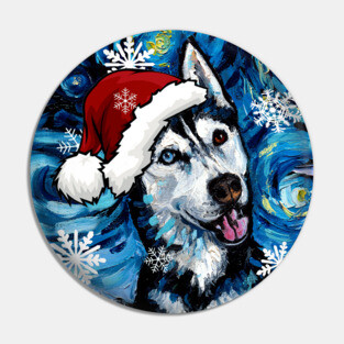 Happy Husky Santa Pin