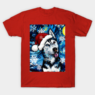 Happy Husky Santa T-Shirt