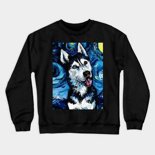 Happy Husky Night (Portrait) Crewneck Sweatshirt