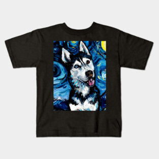 Happy Husky Night (Portrait) Kids T-Shirt