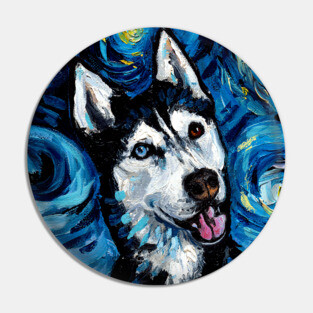 Happy Husky Night (Portrait) Pin