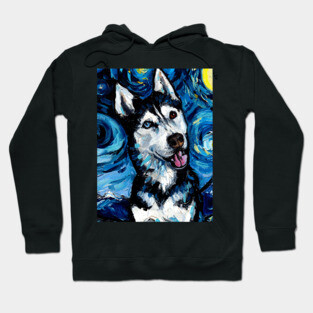Happy Husky Night (Portrait) Hoodie