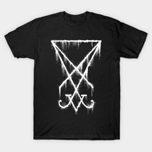 Lucifer Sigil - The Devil's Symbol White Grunge T-Shirt