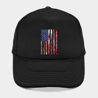 USA American Flag Distressed Design Tee Hat