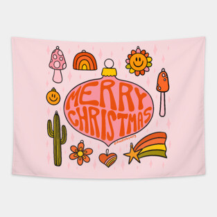 Merry Christmas Ornament Tapestry
