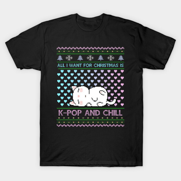 Cute Kpop Ugly Christmas Sweater K-Pop And Chill Black Pink Rosa