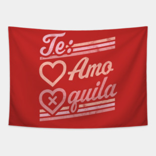 Te Amo Tequila Valentines Day Hearts Retro Vintage Drinking Tapestry