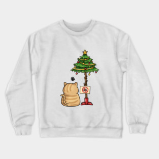 Funny Cat Christmas Tree Crewneck Sweatshirt