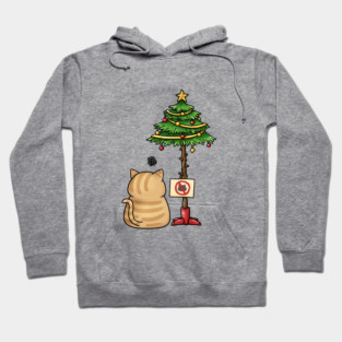 Funny Cat Christmas Tree Hoodie