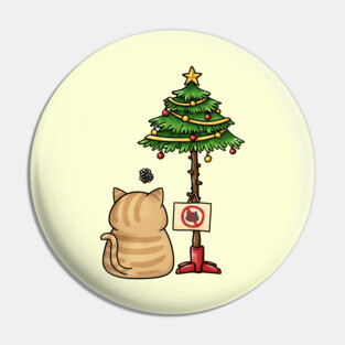 Funny Cat Christmas Tree Pin