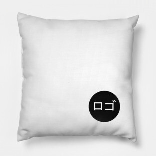 Small Chest Logo in Japanese Kanji Funny Minimalist Joke Tshirt Pillow