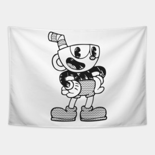 Monochrome Cuphead Tapestry