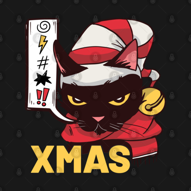 I Hate Christmas Funny Cute Angry Cat Face Pun by creative