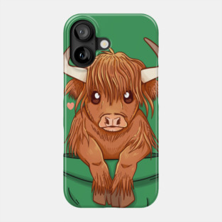 Pocket Cute Scottish Highland Cow Phone Case