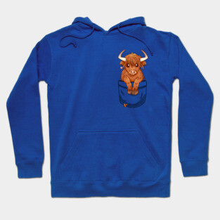 Pocket Cute Scottish Highland Cow Hoodie