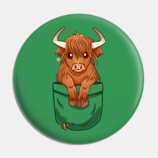 Pocket Cute Scottish Highland Cow Pin