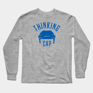 Blue Hockey Helmet Thinking Cap Long Sleeve T-Shirt