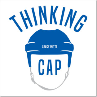 Blue Hockey Helmet Thinking Cap Posters and Art