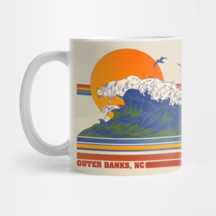 Retro Outer Banks NC 70s Style Tourist Souvenir Mug
