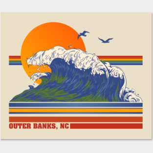 Retro Outer Banks NC 70s Style Tourist Souvenir Posters and Art