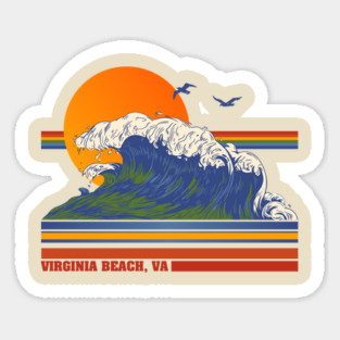 Retro Virginia Beach VA 70s Style Tourist Souvenir Sticker