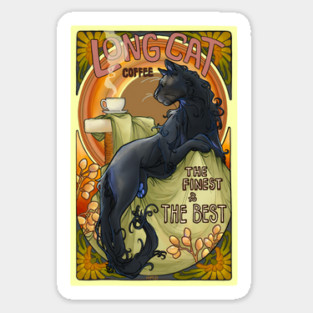 Mucha Long Cat Coffee Sticker