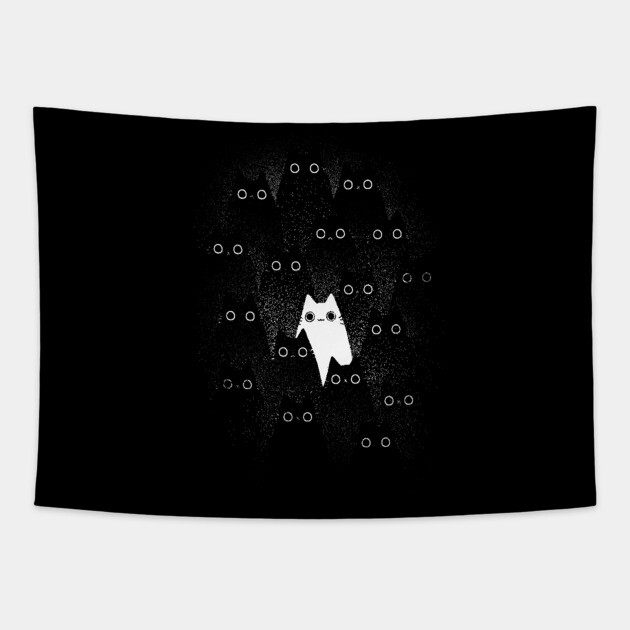 Different Purrfection - Cute White Cat - Kitty Eyes Tapestry by BlancaVidal