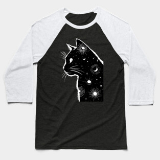 Black Galaxy Cat Baseball T-Shirt