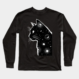 Black Galaxy Cat Long Sleeve T-Shirt