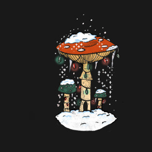 Cozy Winter Mushroom Cottage T-Shirt