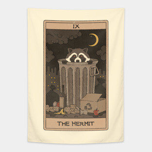 The Hermit -  Raccoons Tarot Tapestry