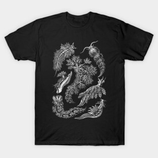 Ernst Haeckel Nudibranchia Black & White T-Shirt