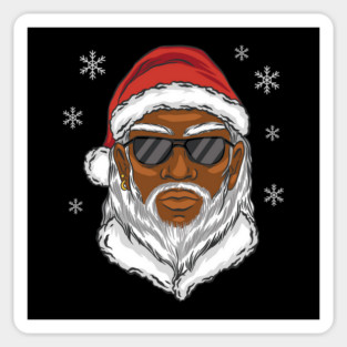 Afro-American Santa Claus Wearing Sunglasses Black Santa Sticker
