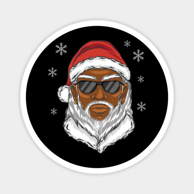 Afro-American Santa Claus Wearing Sunglasses Black Santa Magnet by creative
