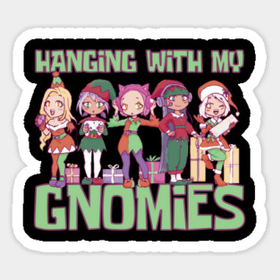Hanging With My Gnomies Xmas Cute Kawaii Anime Gnomes Magnet
