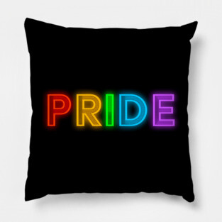 Pride Rainbow Neon Text Pillow