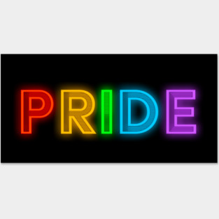 Pride Rainbow Neon Text Posters and Art