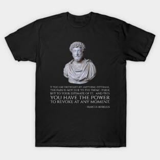 If you are distressed by anything external, the pain is not due to the thing itself, but to your estimate of it; and this you have the power to revoke at any moment. - Marcus Aurelius T-Shirt