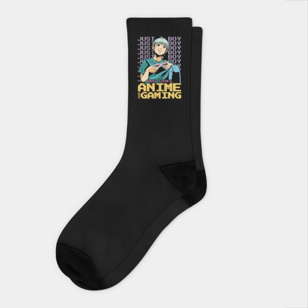 Just a Boy Who Loves Anime & Gaming Japanese Otaku Socks by creative