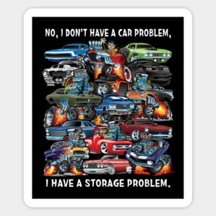 I Dont Have a Car Problem I Have a Storage Problem Cartoon Sticker
