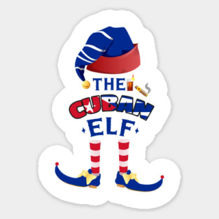 The Cuban Elf Cuban Flag Drink & Cigar Sticker
