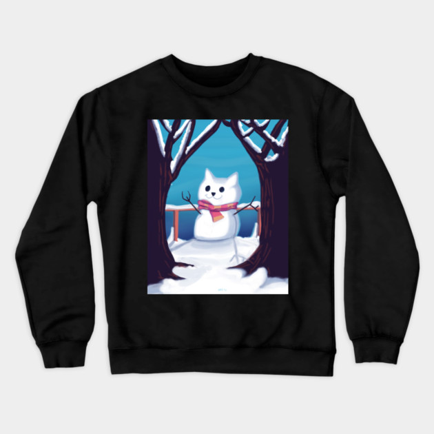 CAT SNOWMAN Crewneck Sweatshirt by droidmonkey